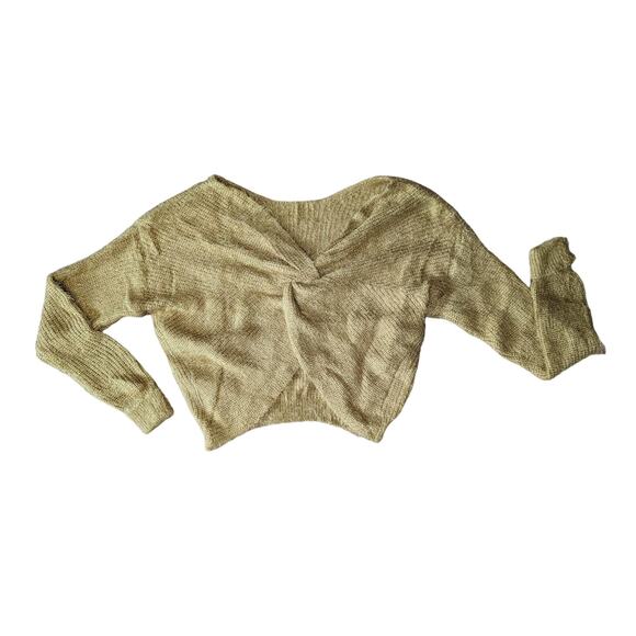 Dee Elly Twist Front Cropped Sweater Womens C Caramel Brown Long Sleeve - Picture 2 of 6